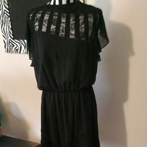 Asos Curve Black Lace Inset Black Dress